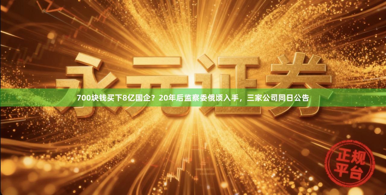 700块钱买下8亿国企？20年后监察委俄顷入手，三家公司同日公告